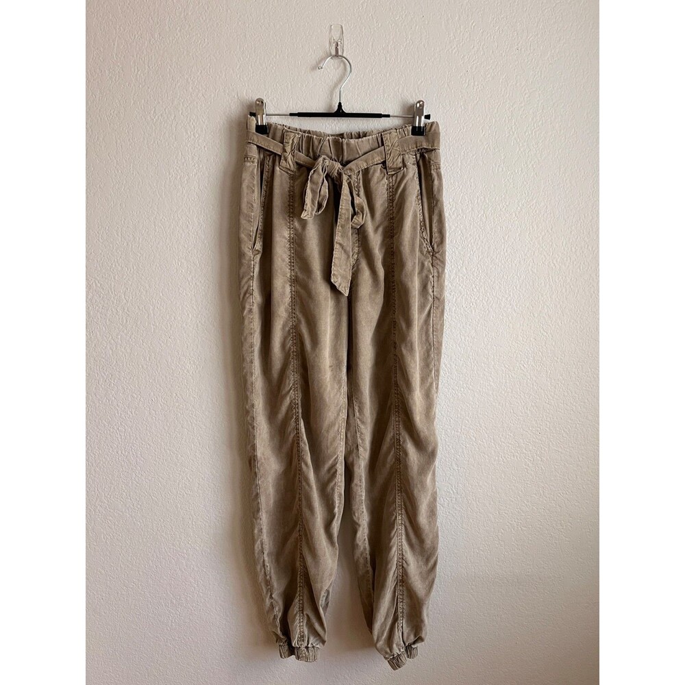 Bella Dahl Paper Bag Waist Tencel Joggers in Olive Green Size SMALL